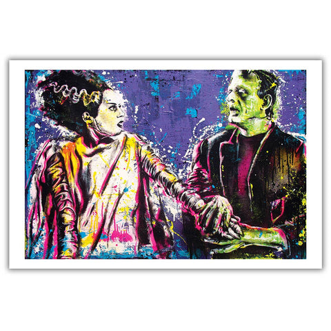 Frankenstein and His Bride Art Print 18 x 12"
